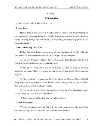 Giáo trình Kết cấu và tính toán ôtô: (Phần truyền lực trên ôtô) - Chương 3: Hợp số ôtô