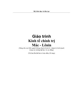 Giáo trình Kinh tế chính trị Mác-Lênin (Dùng cho khối Kỹ thuật) - Phần 1