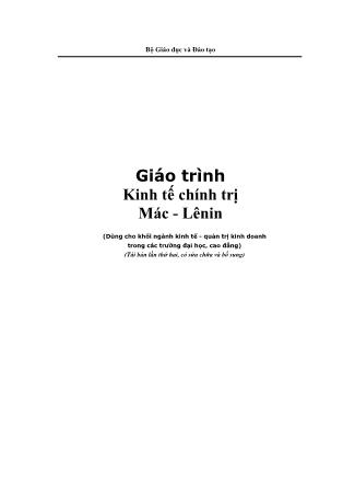 Giáo trình Kinh tế chính trị Mác-Lênin (Dùng cho khối ngành kinh tế) - Phần 1