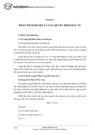 Giáo trình Kinh tế quản lý - Chương V: Phân tích rủi ro và các quyết định đầu tư