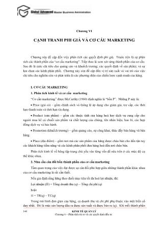 Giáo trình Kinh tế quản lý - Chương VI: Cạnh tranh phi giá và cơ cấu marketing