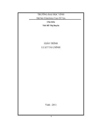 Giáo trình Luật tài chính - ThS Hồ Thị Duyên (Phần 1)