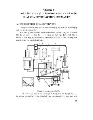 Giáo trình Máy ép thủy lực - Chương 4: Máy ép thuỷ lực dẫn động tăng áp và hiệu suất của hệ thống thuỷ lực máy ép