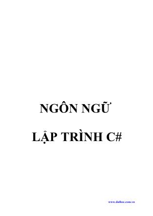 Giáo trình môn học Ngôn ngữ lập trình C#