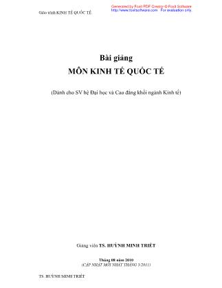 Giáo trình môn Kinh tế quốc tế - TS. Huỳnh Minh Triết