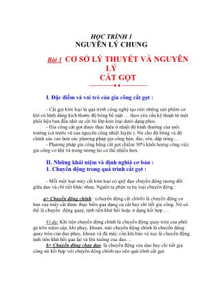 Giáo trình Nguyên lý cắt - Bài 1: Cơ sở lý thuyết và nguyên lý cắt gọt