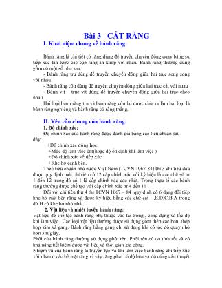 Giáo trình Nguyên lý cắt - Học trình III: Phay-Chuốt-Cắt răng-Mài - Bài 3: Cắt răng