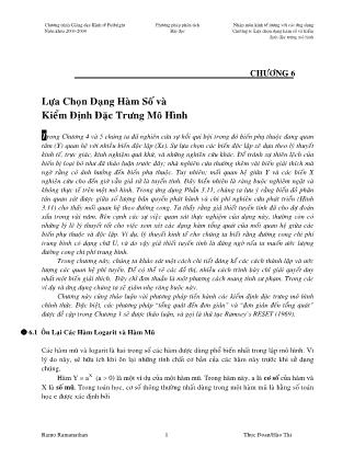 Giáo trình Nhập môn kinh tế lượng với các ứng dụng - Chương 6: Lựa chọn dạng hàm số và kiểm định đặc trưng mô hình