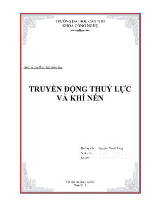 Giáo trình Truyền động thuỷ lực và khí nén - Nguyễn Thanh Tùng