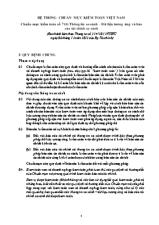 Hệ thống chuẩn mực kiểm toán Việt Nam - Chuẩn mực kiểm toán số 710: Thông tin so sánh - Dữ liệu tương ứng và Báo cáo tài chính so sánh