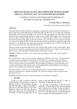Khảo sát đánh giá mức độ ô nhiễm môi trường do khí thải của mô tô xe máy tại thành phố Hồ Chí Minh