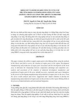 Khảo sát và đánh giá khả năng tự cung cấp phụ tùng động cơ ở Đồng bằng sông Cửu Long