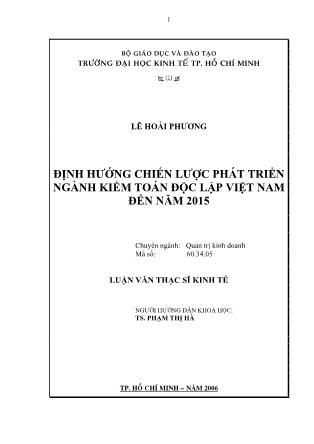 Luận văn Định hướng chiến lược phát triển ngành kiểm toán độc lập Việt Nam đến năm 2015