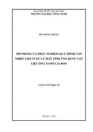 Luận văn Mô phỏng và thực nghiệm quá trình tản nhiệt cho vi xử lý máy tính ứng dụng vật liệu ống nanô cácbon