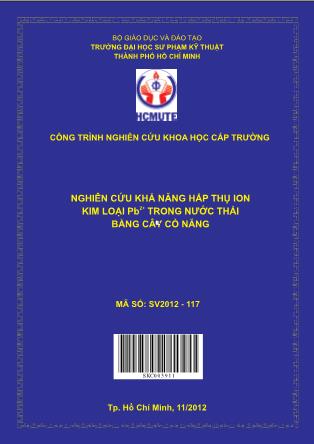 Luận văn Nghiên cứu khả năng hấp thụ ion kim loại Pb2+ trong nước thải bằng cây cỏ năng (Phần 1)