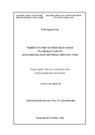 Luận văn Nghiên cứu một số tính chất cơ bản của hệ hạt nano từ bằng phương pháp mô phỏng trên máy tính