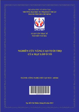 Luận văn Nghiên cứu nâng cao tuổi thọ của mặt lốp ô tô (Phần 1)