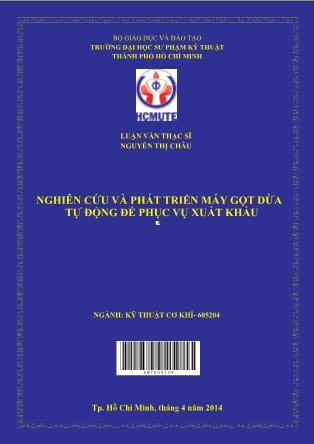 Luận văn Nghiên cứu và phát triển máy gọt dừa tự động để phục vụ xuất khẩu (Phần 1)