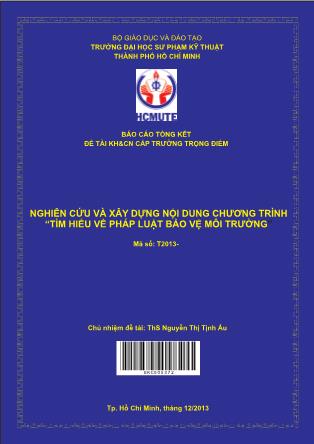 Luận văn Nghiên cứu và xây dựng nội dung chương trình “Tìm hiểu về pháp luật bảo vệ môi trường” (Phần 1)