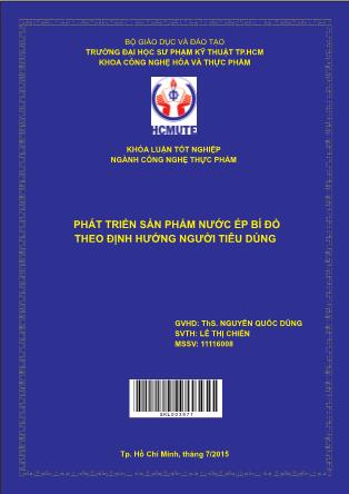 Luận văn Phát triển sản phẩm nước ép bí đỏ theo định hướng người tiêu dùng (Phần 1)