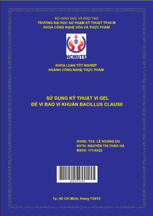 Luận văn Sử dụng kỹ thuật vi gel để vi bao vi khuẩn bacillus clausii  (Phần 1)