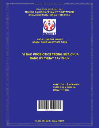 Luận văn Vi bao probiotics trong sữa chua bằng kỹ thuật sấy phun (Phần 1)