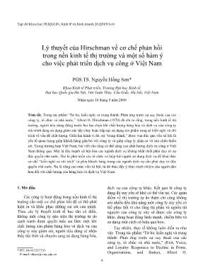 Lý thuyết của Hirschman về cơ chế phản hồi trong nền kinh tế thị trường và một số hàm ý cho việc phát triển dịch vụ công ở Việt Nam