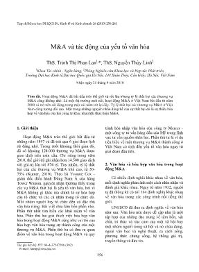 M&A và tác động của yếu tố văn hóa