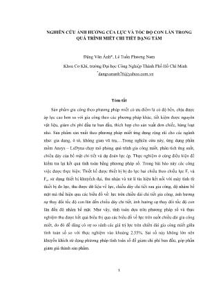 Nghiên cứu ảnh hưởng của lực và tốc độ con lăn trong quá trình miết chi tiết dạng tấm