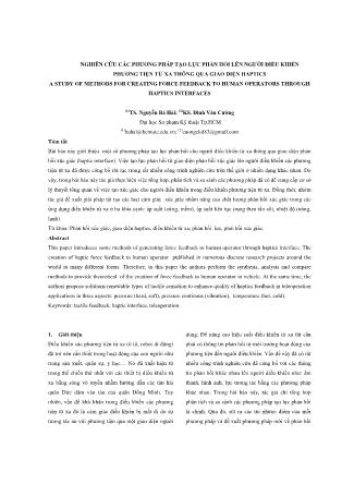Nghiên cứu các phương pháp tạo lực phản hồi lên người điều khiển phương tiện từ xa thông qua giao diện Haptics
