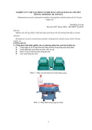 Nghiên cứu chế tạo phần cơ khí máy làm sạch bavia chi tiết pitong bơm dầu xe Toyota