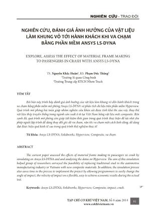 Nghiên cứu, đánh giá ảnh hưởng của vật liệu làm khung vỏ tới hành khách khi va chạm bằng phần mềm ansys ls-Dyna