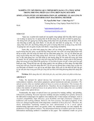 Nghiên cứu mô phỏng quá trình biến dạng của thấu kính trong phương pháp gia công biến dạng đàn hồi