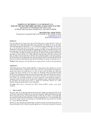 Nghiên cứu mô phỏng và xác định kết cấu hầm gió cho máy phát điện gió trục ngang công suất nhỏ
