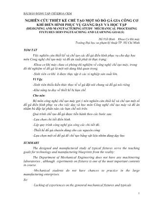Nghiên cứu thiết kế chế tạo một số đồ gá gia công cơ khí điển hình phục vụ giảng dạy và học tập