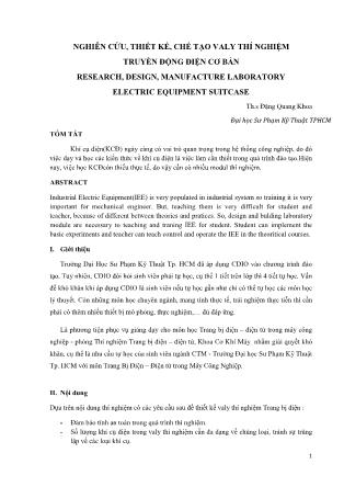 Nghiên cứu, thiết kế, chế tạo valy thí nghiệm truyền động điện cơ bản - Th.s Đặng Quang Khoa