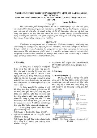 Nghiên cứu thiết kế hệ thống kiểm soát, giám sát và điều khiển kho tự động