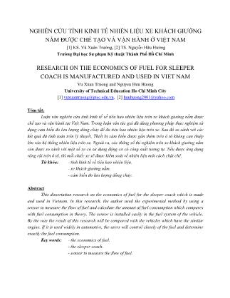 Nghiên cứu tính kinh tế nhiên liệu xe khách giường nằm được chế tạo và vận hành ở Việt Nam