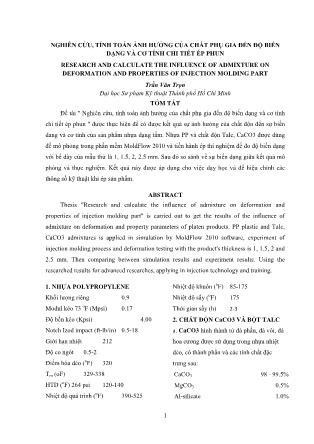 Nghiên cứu, tính toán ảnh hưởng của chất phụ gia đến độ biến dạng và cơ tính chi tiết ép phun