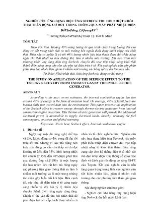Nghiên cứu ứng dụng hiệu ứng seebeck thu hồi nhiệt khói thải trên động cơ đốt trong thông qua máy phát nhiệt điện