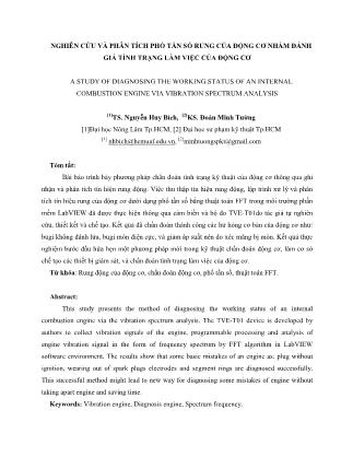 Nghiên cứu và phân tích phổ tần số rung của động cơ nhằm đánh giá tình trạng làm việc của động cơ