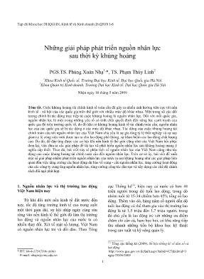 Những giải pháp phát triển nguồn nhân lực sau thời kỳ khủng hoảng