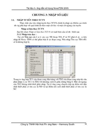Tài liệu Hướng dẫn sử dụng NovaTDN 2005 - Chương 3: Nhập số liệu