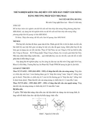 Thí nghiệm kiểm tra độ bền uốn mối hàn thép tấm mỏng bẳng phương pháp hàn MIG/MAG