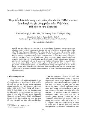 Thực tiễn hữu ích trong việc triển khai chuẩn CMMI cho các doanh nghiệp gia công phần mềm Việt Nam: Bài học từ FPT Software