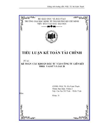 Tiểu luận Kế toán các khoản đầu tư vào công ty liên kết theo VAS 07 và IAS 28