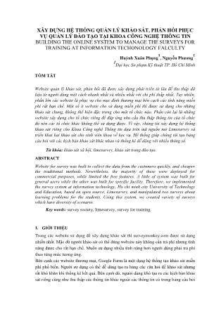 Xây dựng hệ thống quản lý khảo sát, phản hồi phục vụ quản lý đào tạo tại khoa công nghệ thông tin