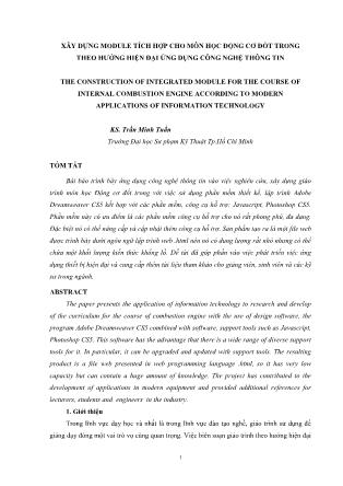 Xây dựng Module tích hợp cho môn học động cơ đốt trong theo hướng hiện đại ứng dụng công nghệ thông tin