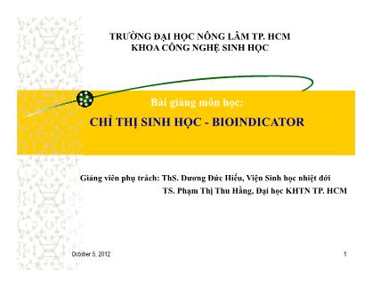 Bài giảng Chỉ thị sinh học - Bioindicator