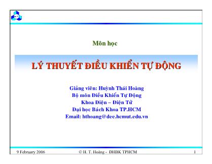 Bài giảng Lý thuyết điều khiển tự động - Huỳnh Thái Hoàng